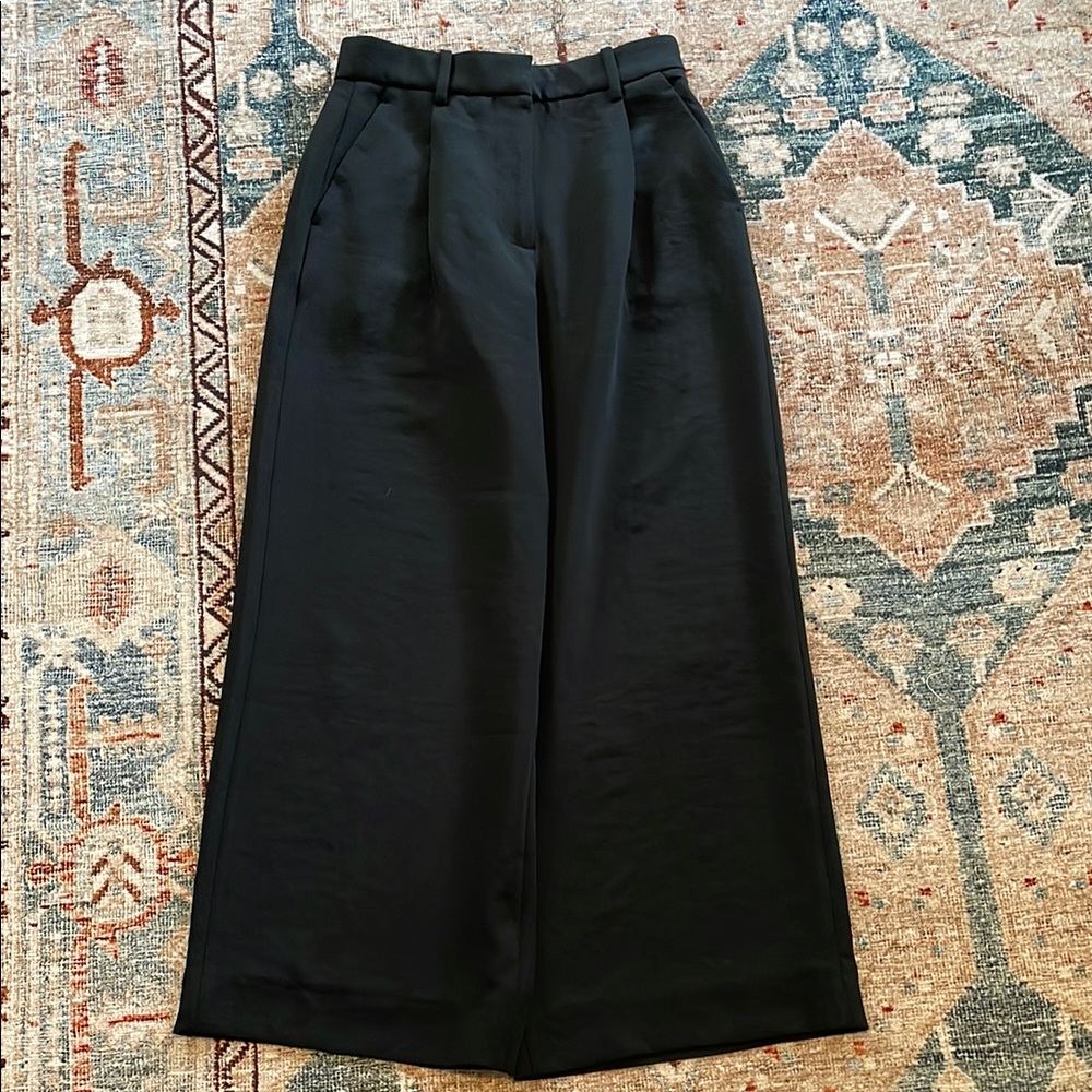 black abercrombie wide leg crepe trouser pants